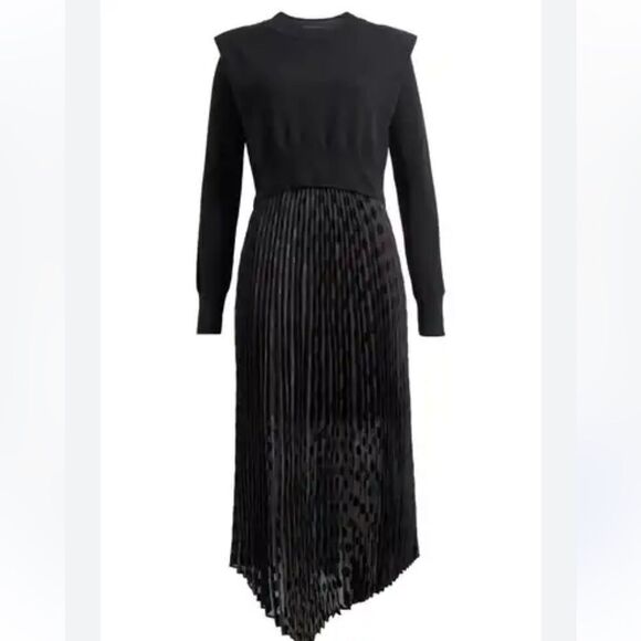 All Saints Leia Black Dott Midi Dress Wool Sweater Set | XS - Picture 2 of 14
